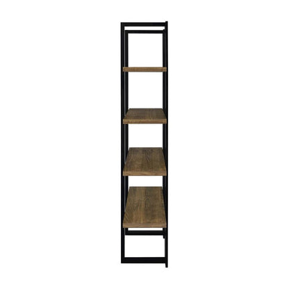 4-shelf Wood Bookcase in Aged Walnut and Black