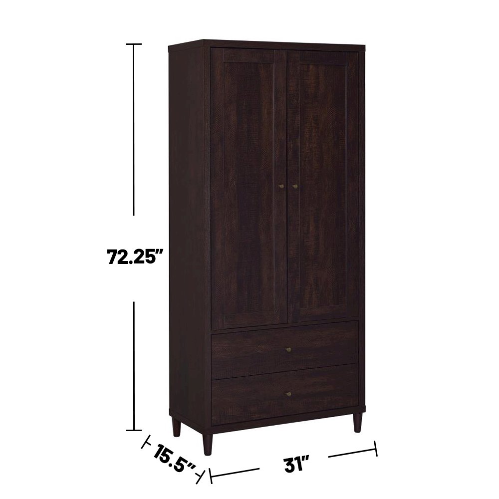 Tall Cabinet With Drawers, Rustic Tobacco