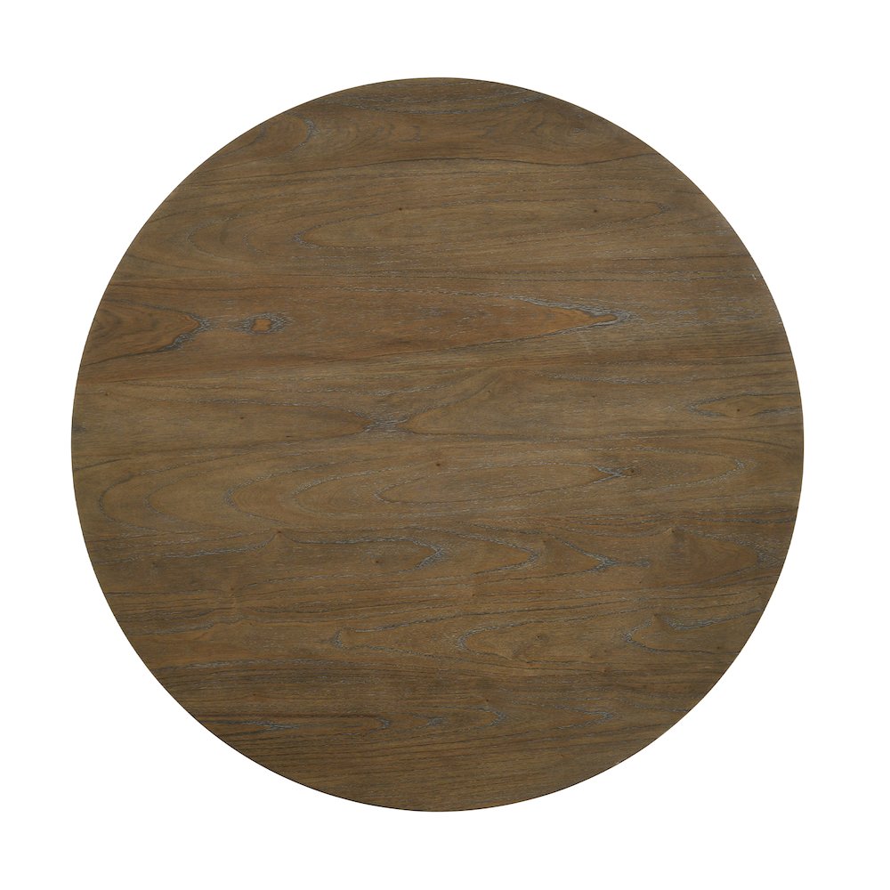 47-Inch Wide Round Dining Table in Vintage Walnut and Off White