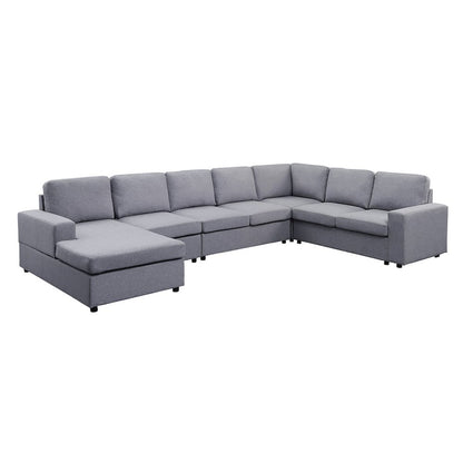 7 Seat Reversible Modular Sectional Sofa Chaise in Light Gray