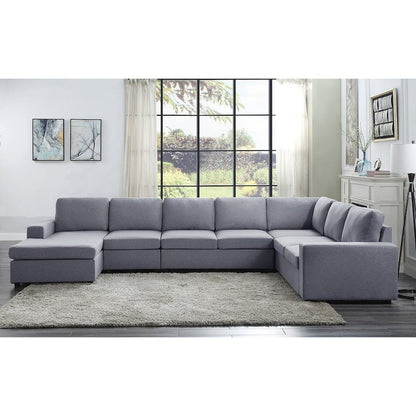 7 Seat Reversible Modular Sectional Sofa Chaise in Light Gray
