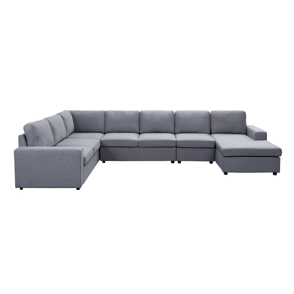 7 Seat Reversible Modular Sectional Sofa Chaise in Light Gray