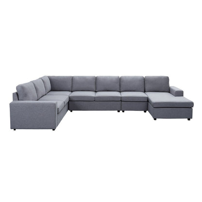 7 Seat Reversible Modular Sectional Sofa Chaise in Light Gray