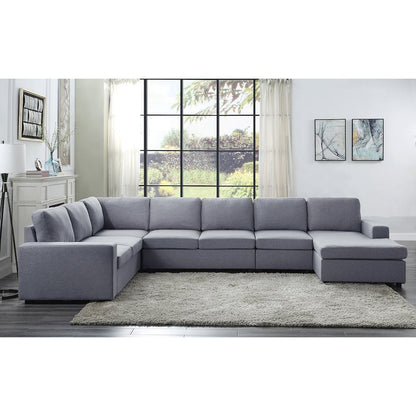 7 Seat Reversible Modular Sectional Sofa Chaise in Light Gray