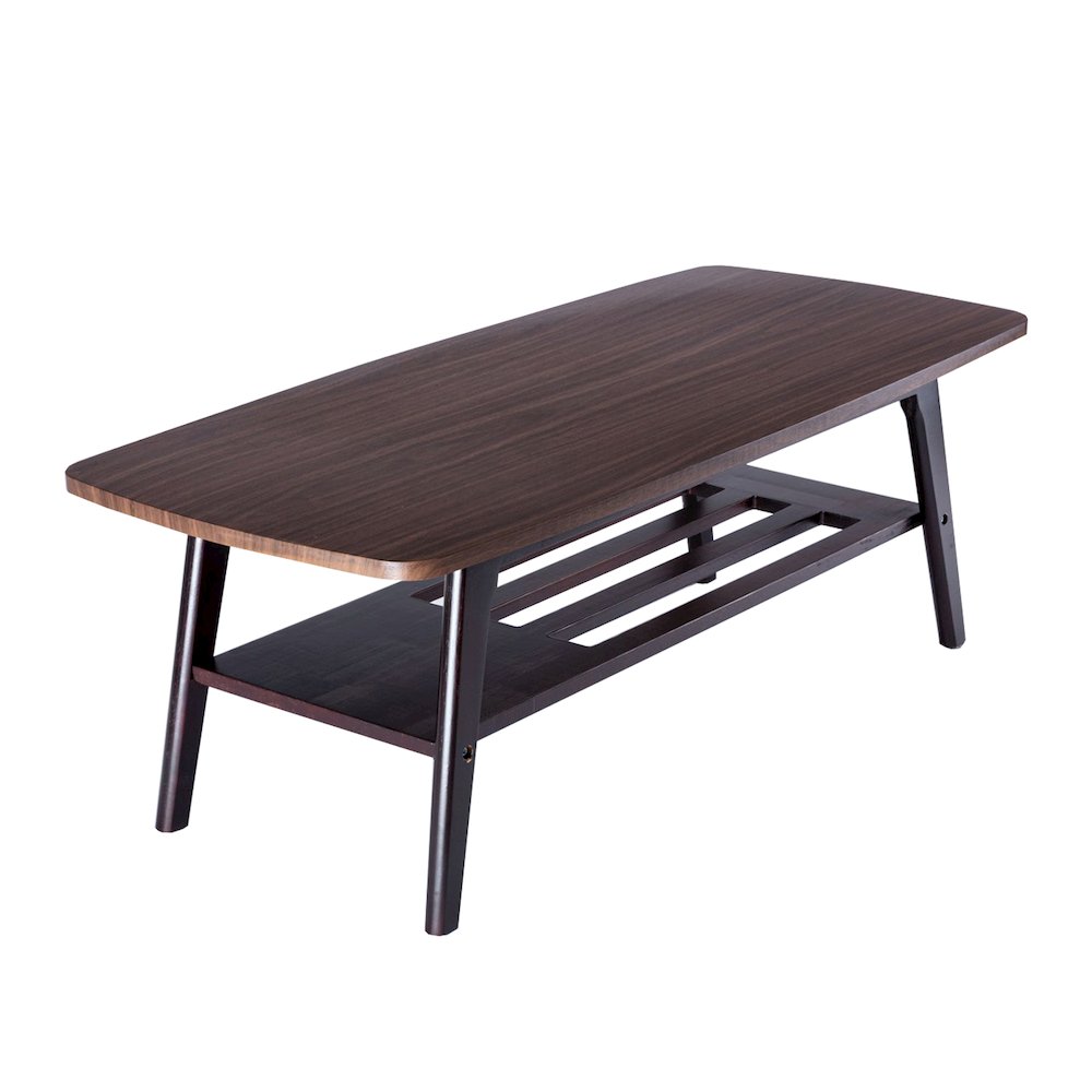 Wooden Coffee Table with Open Lower Shelf in Espresso