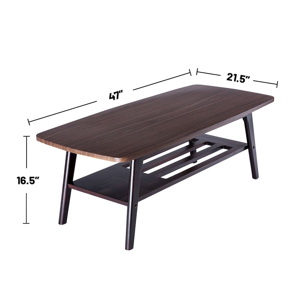 Wooden Coffee Table with Open Lower Shelf in Espresso