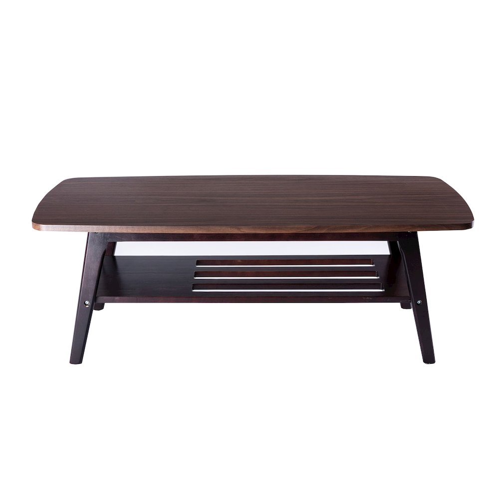 Wooden Coffee Table with Open Lower Shelf in Espresso