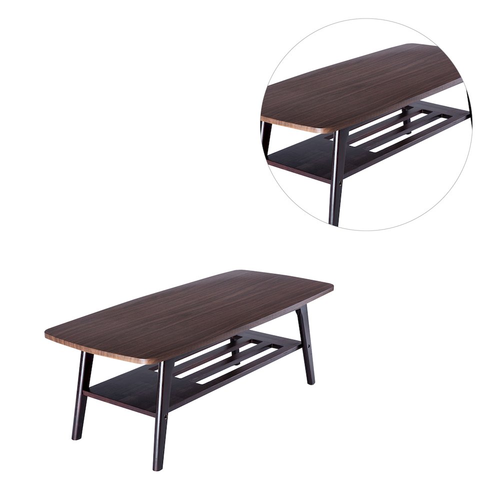 Wooden Coffee Table with Open Lower Shelf in Espresso