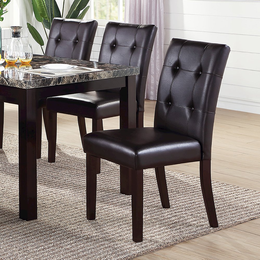 Set of 2 Leroux Upholstered Dining Chairs in Dark Brown
