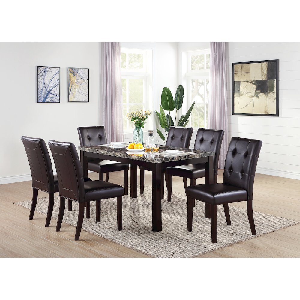 Set of 2 Leroux Upholstered Dining Chairs in Dark Brown