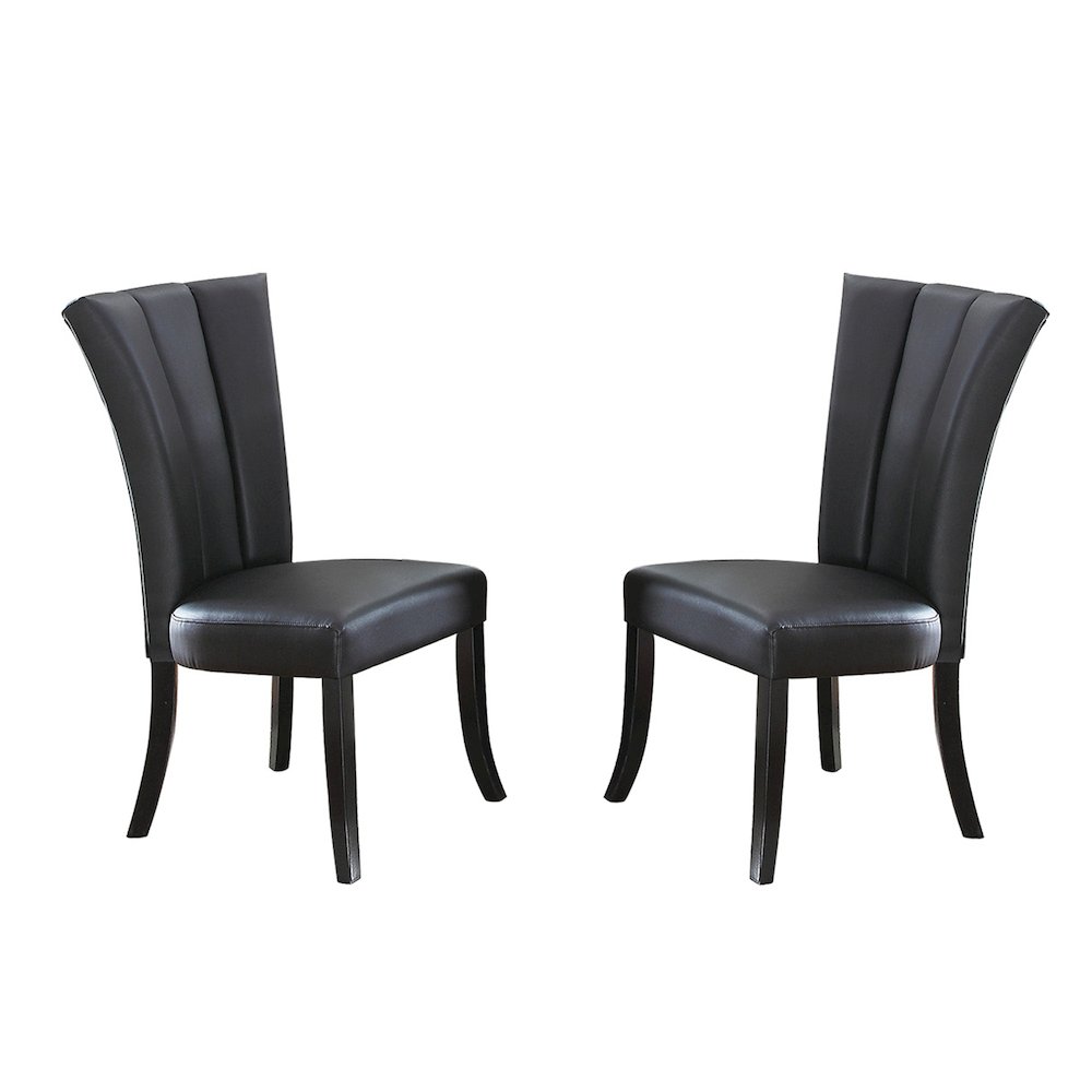 Set of 2 Faux Leather Dining Chairs in Black