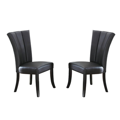 Set of 2 Faux Leather Dining Chairs in Black