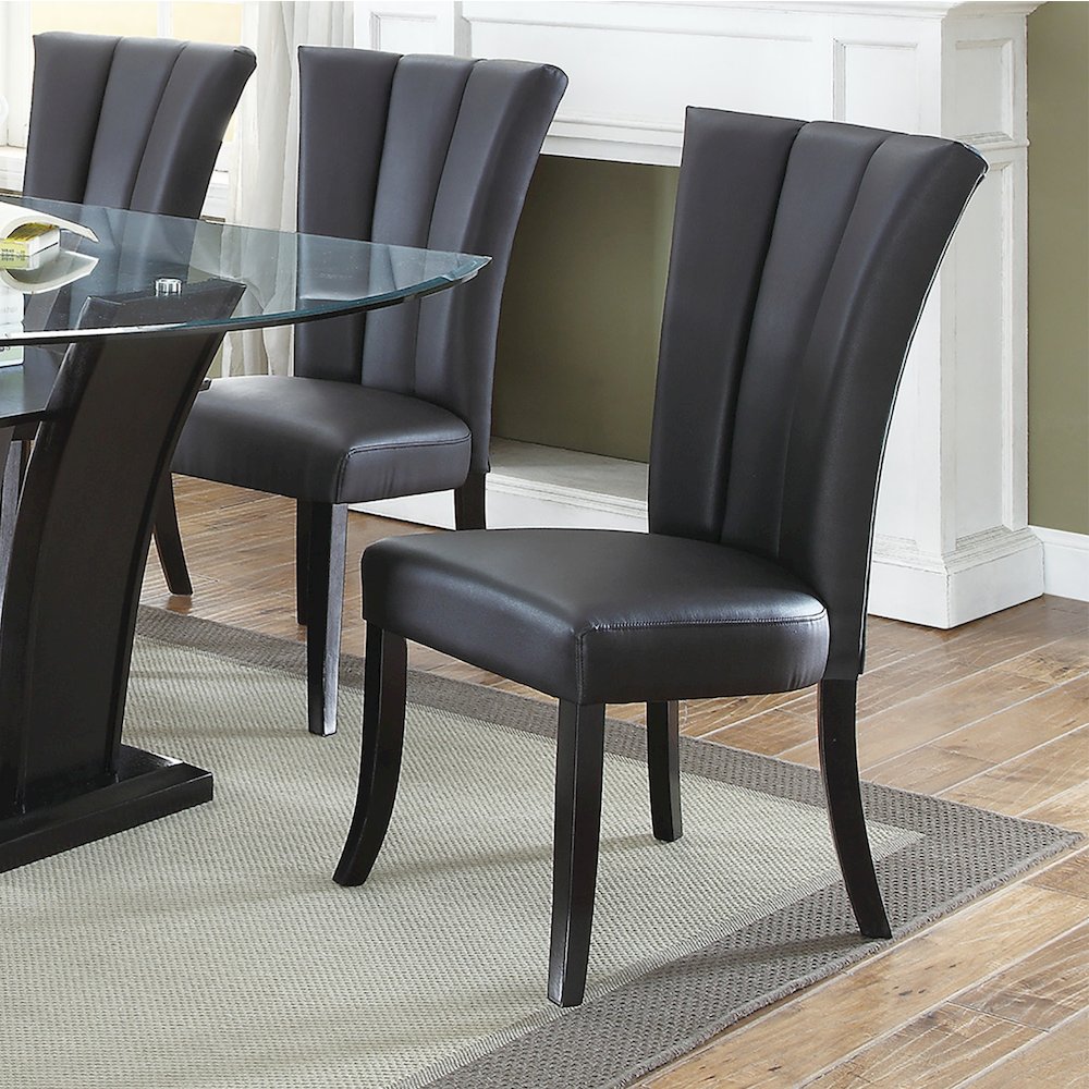 Set of 2 Faux Leather Dining Chairs in Black