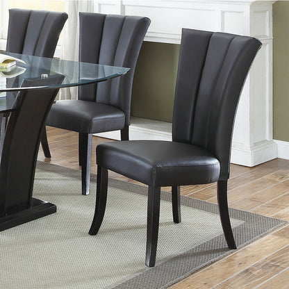 Set of 2 Faux Leather Dining Chairs in Black