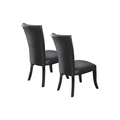 Set of 2 Faux Leather Dining Chairs in Black