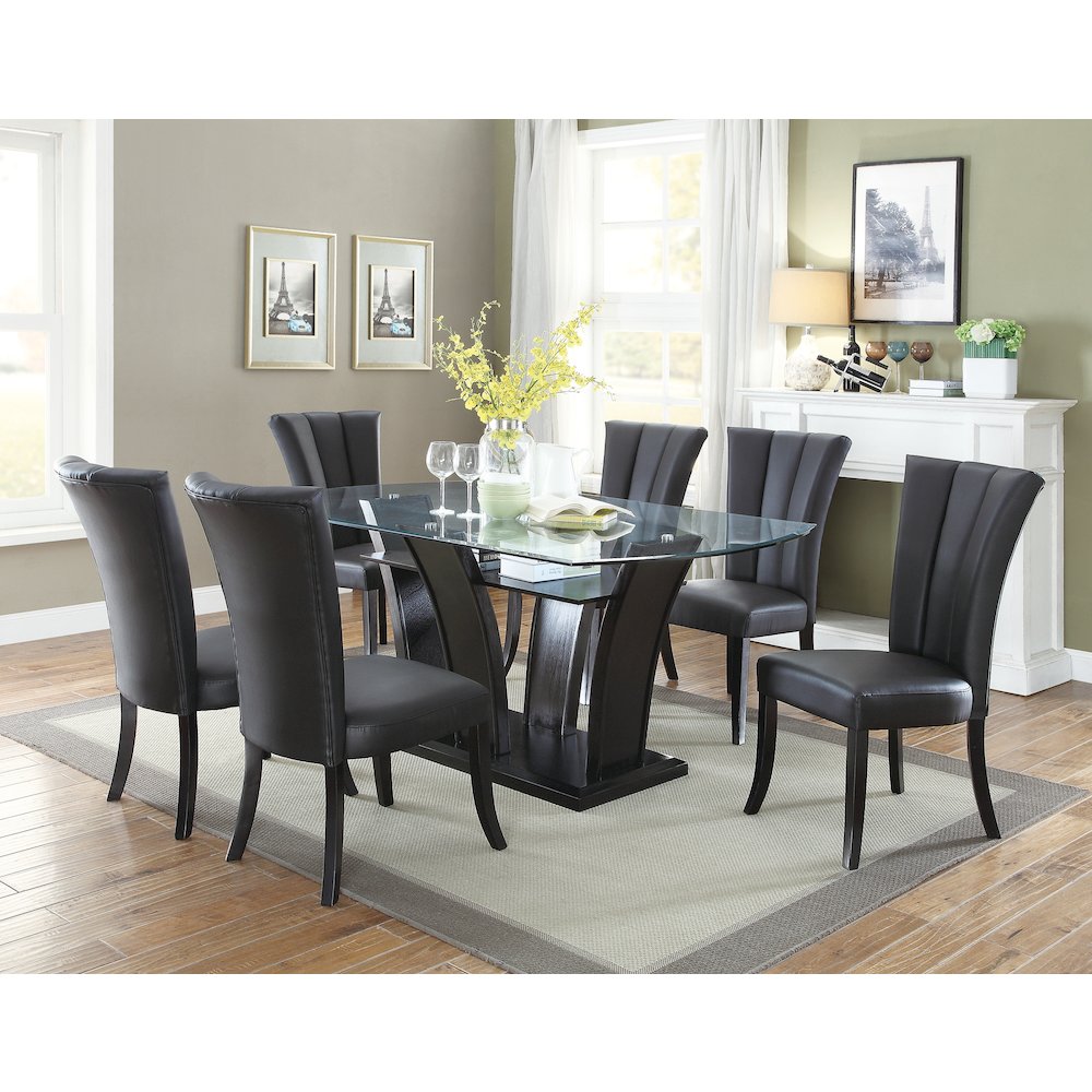 Set of 2 Faux Leather Dining Chairs in Black