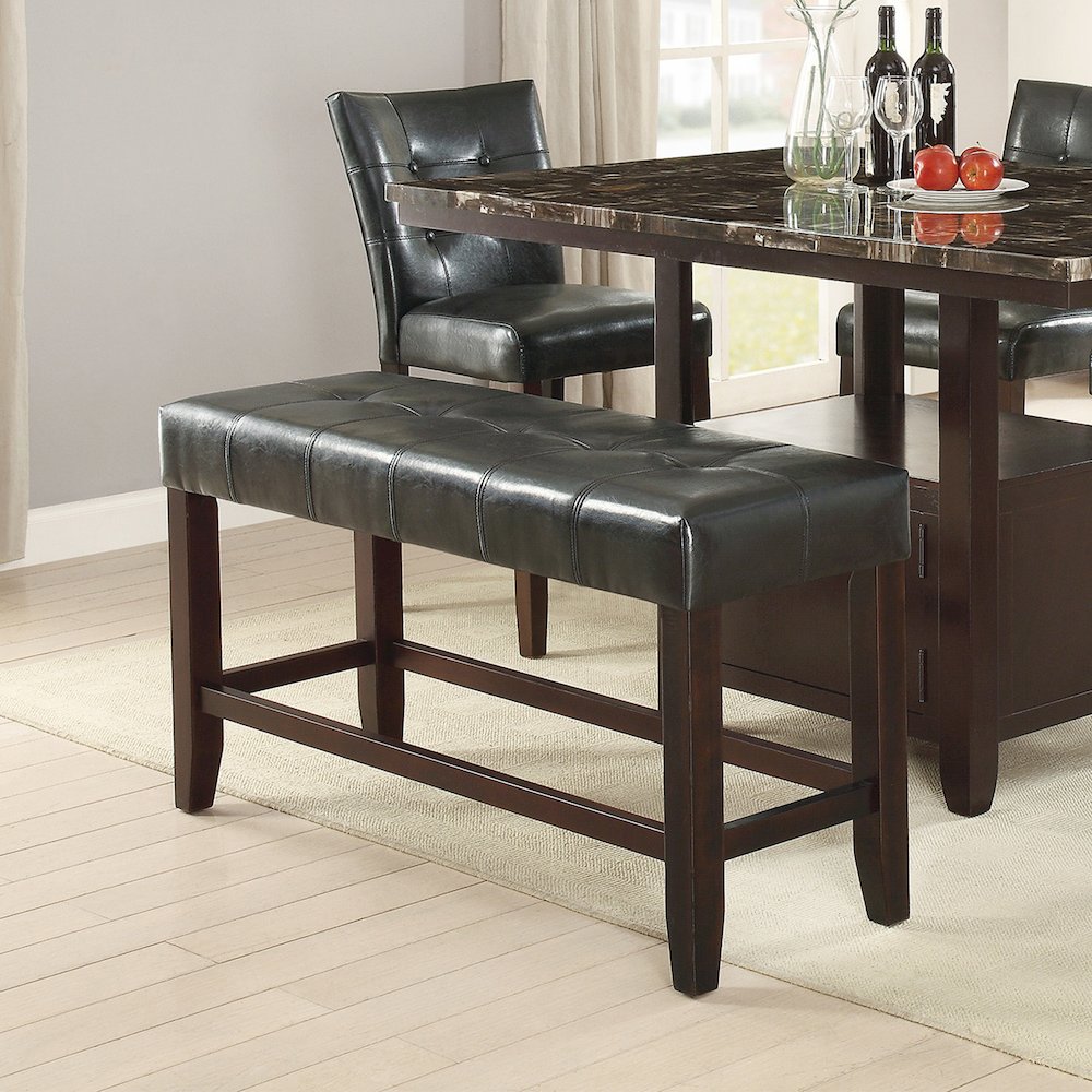 Black Faux Leather High Bench