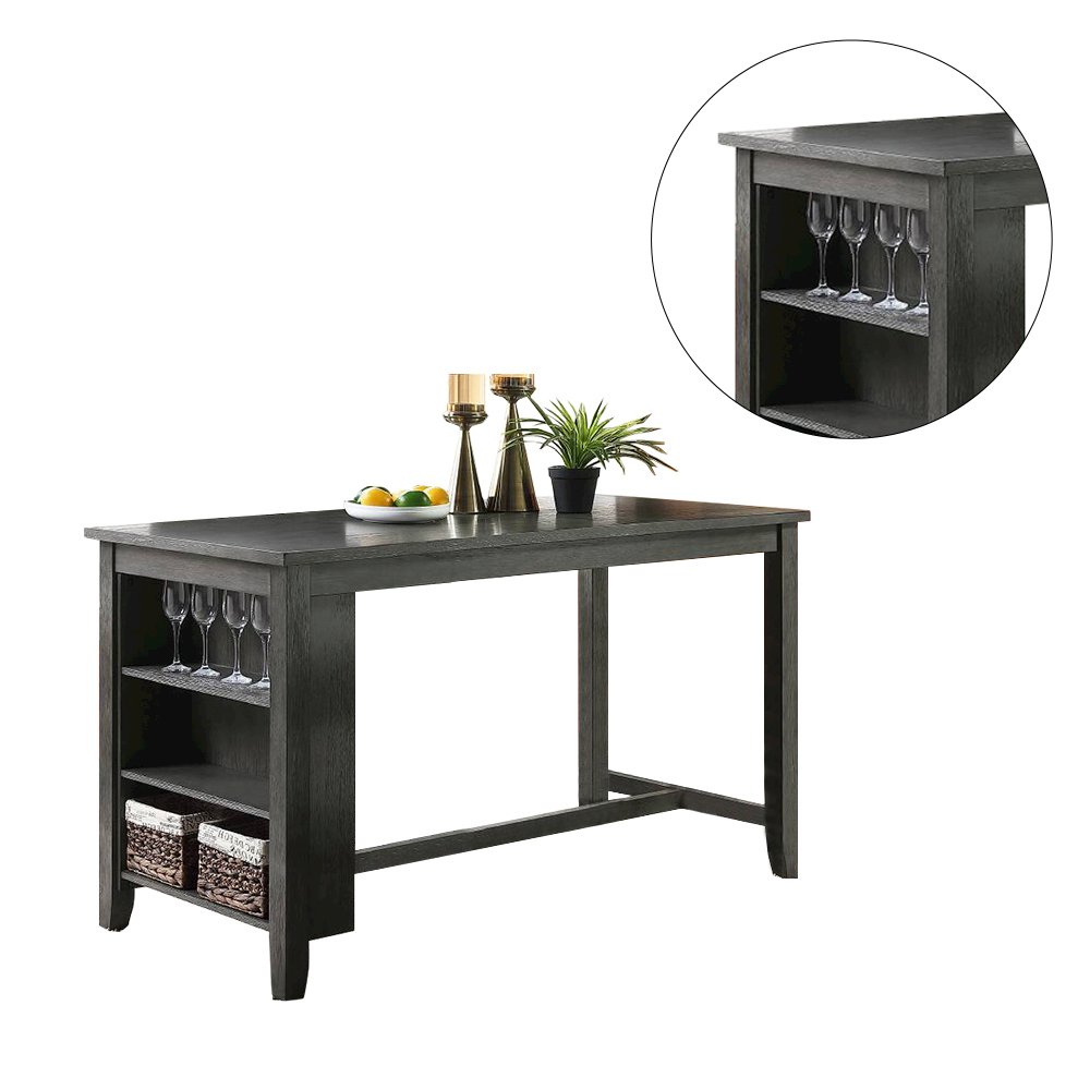 Wooden Dining Table in Dark Gray