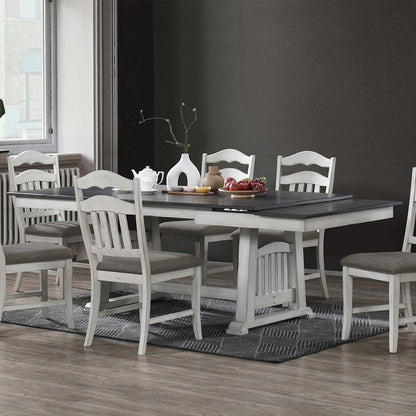 Rectangular Wooden Dining Table with 2 Leaves in Antique White and Gray