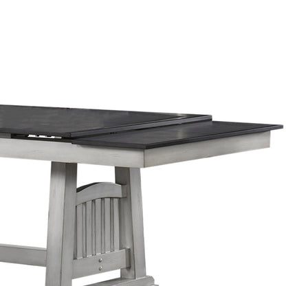 Rectangular Wooden Dining Table with 2 Leaves in Antique White and Gray