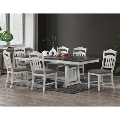 Rectangular Wooden Dining Table with 2 Leaves in Antique White and Gray