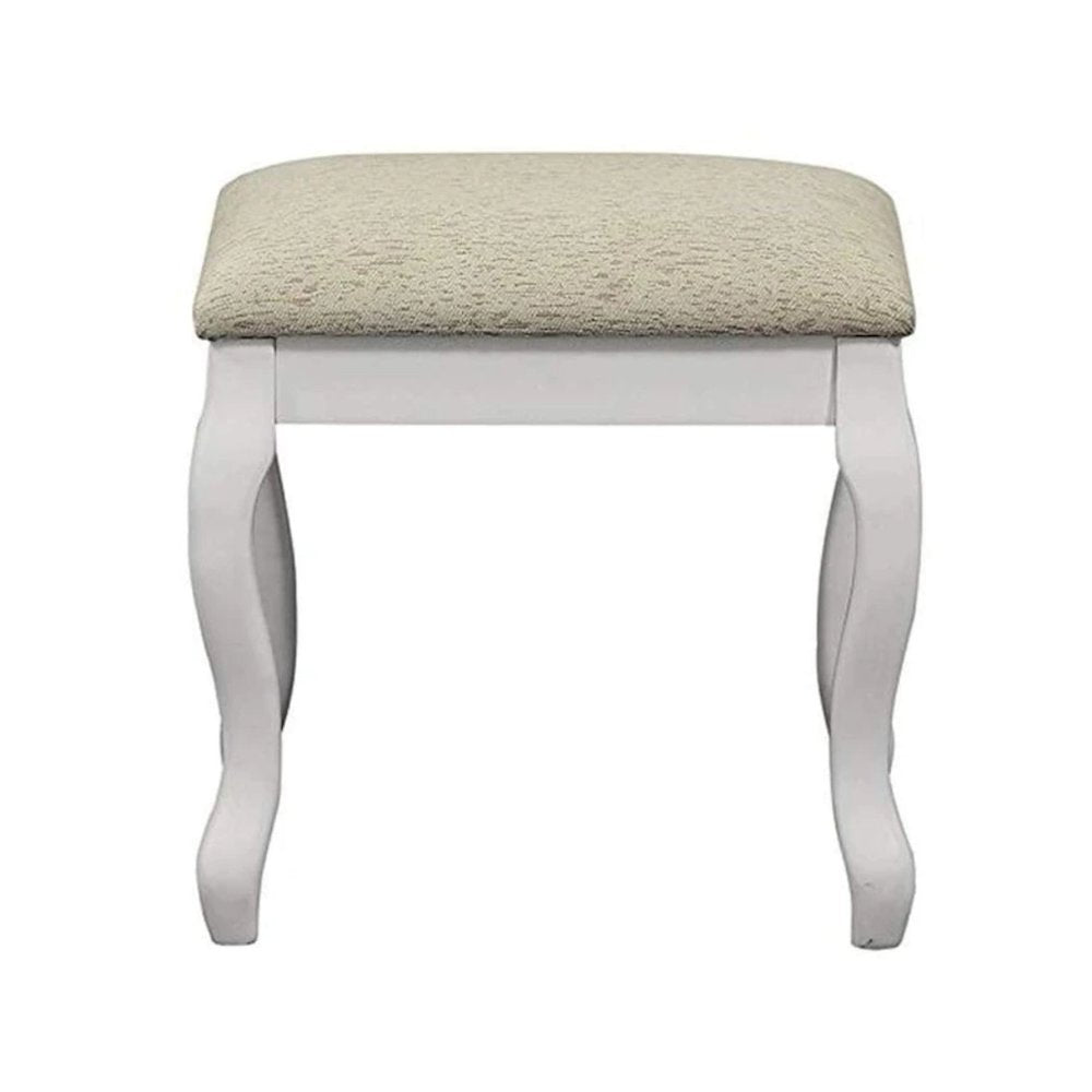 Flip-Up Mirror Vanity Set with Stool in White