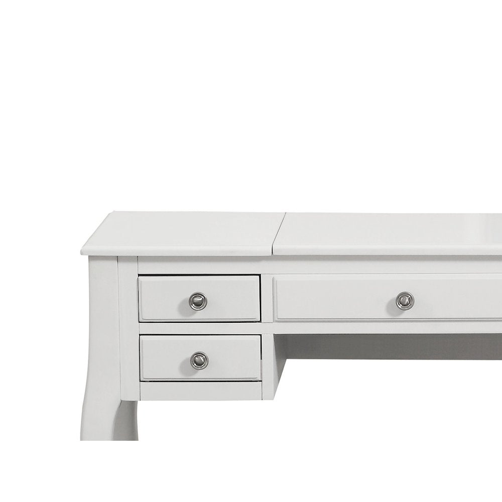 Flip-Up Mirror Vanity Set with Stool in White
