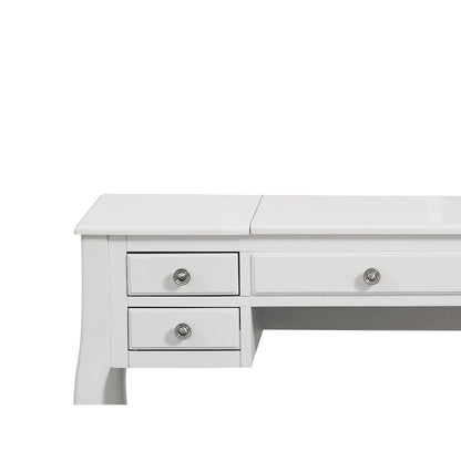 Flip-Up Mirror Vanity Set with Stool in White