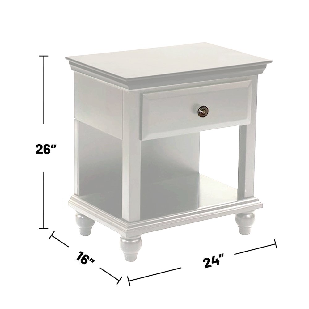 Lyndon Nightstand with Drawer and Shelf in White