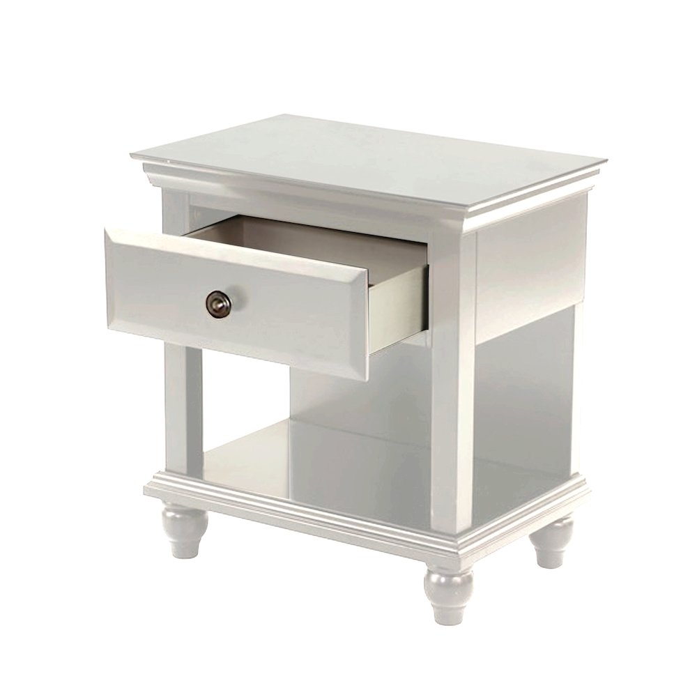 Lyndon Nightstand with Drawer and Shelf in White