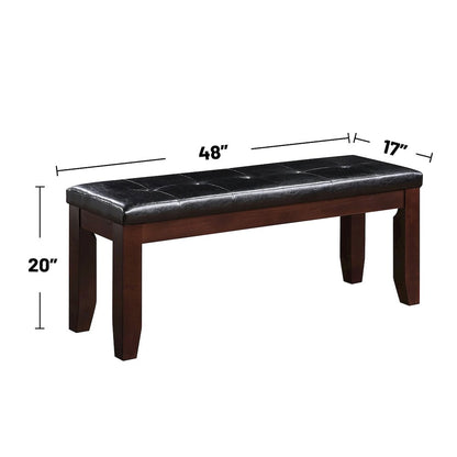 Faux Leather Dining Bench in Cherry and Black