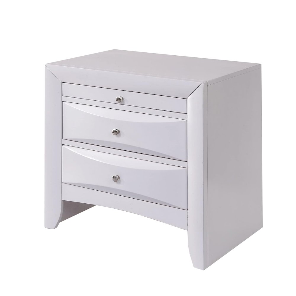Wood Nightstand with 2 Drawers in White