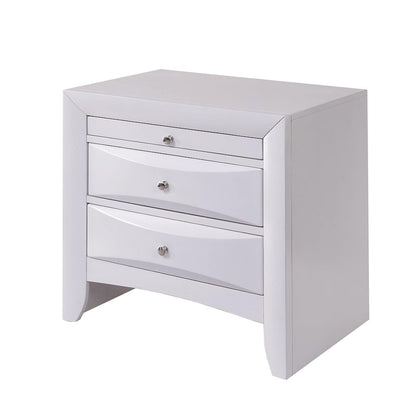Wood Nightstand with 2 Drawers in White