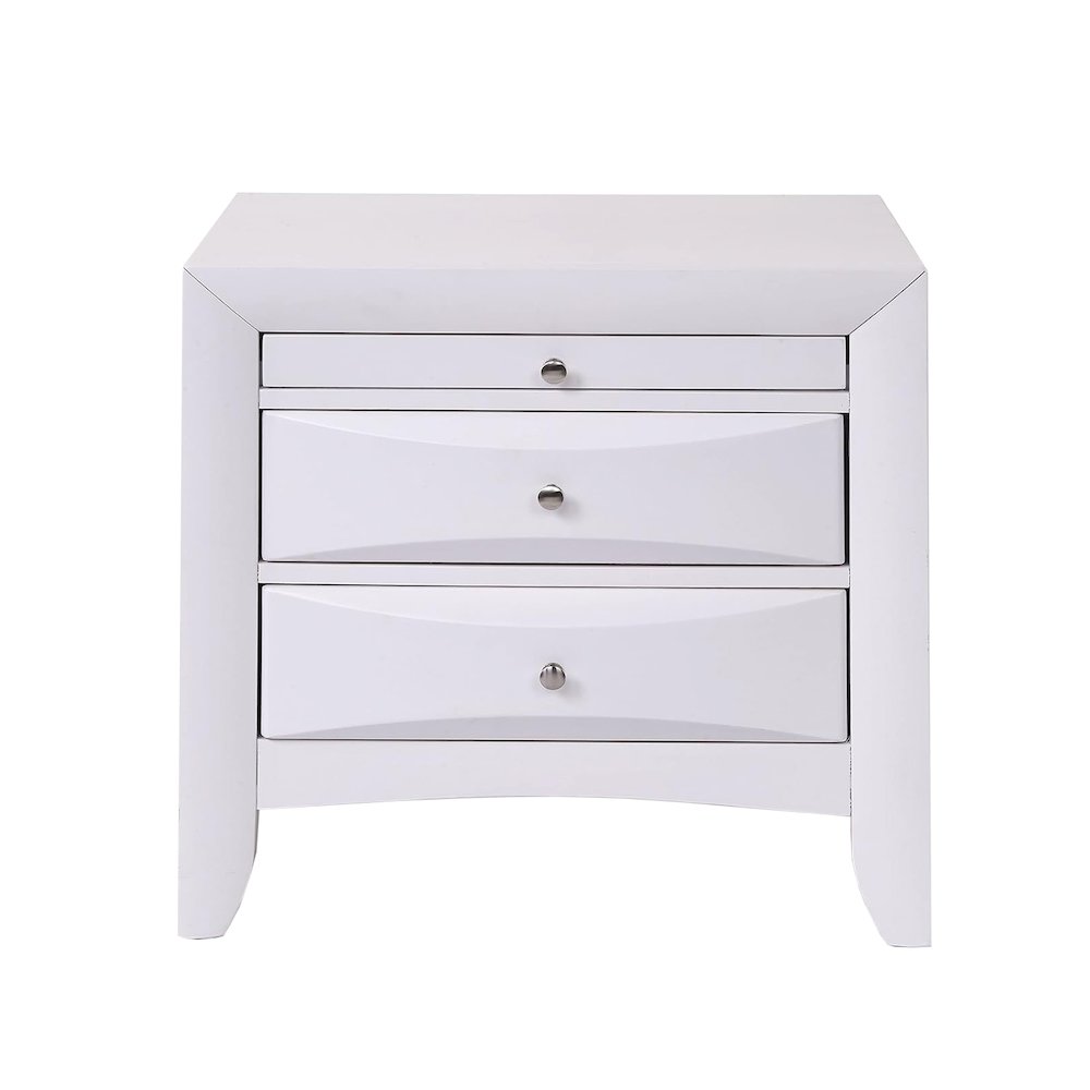 Wood Nightstand with 2 Drawers in White