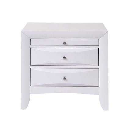 Wood Nightstand with 2 Drawers in White