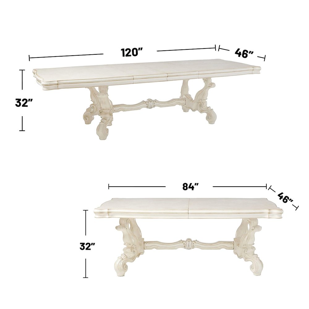 Rectangular Wooden Dining Table in Bone White