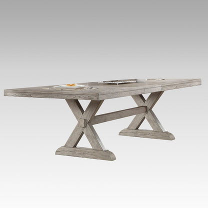 Rectangular Dining Table with Leaves in Gray Oak