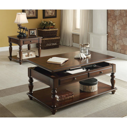 Wood End Table with Drawer and Shelf in Walnut