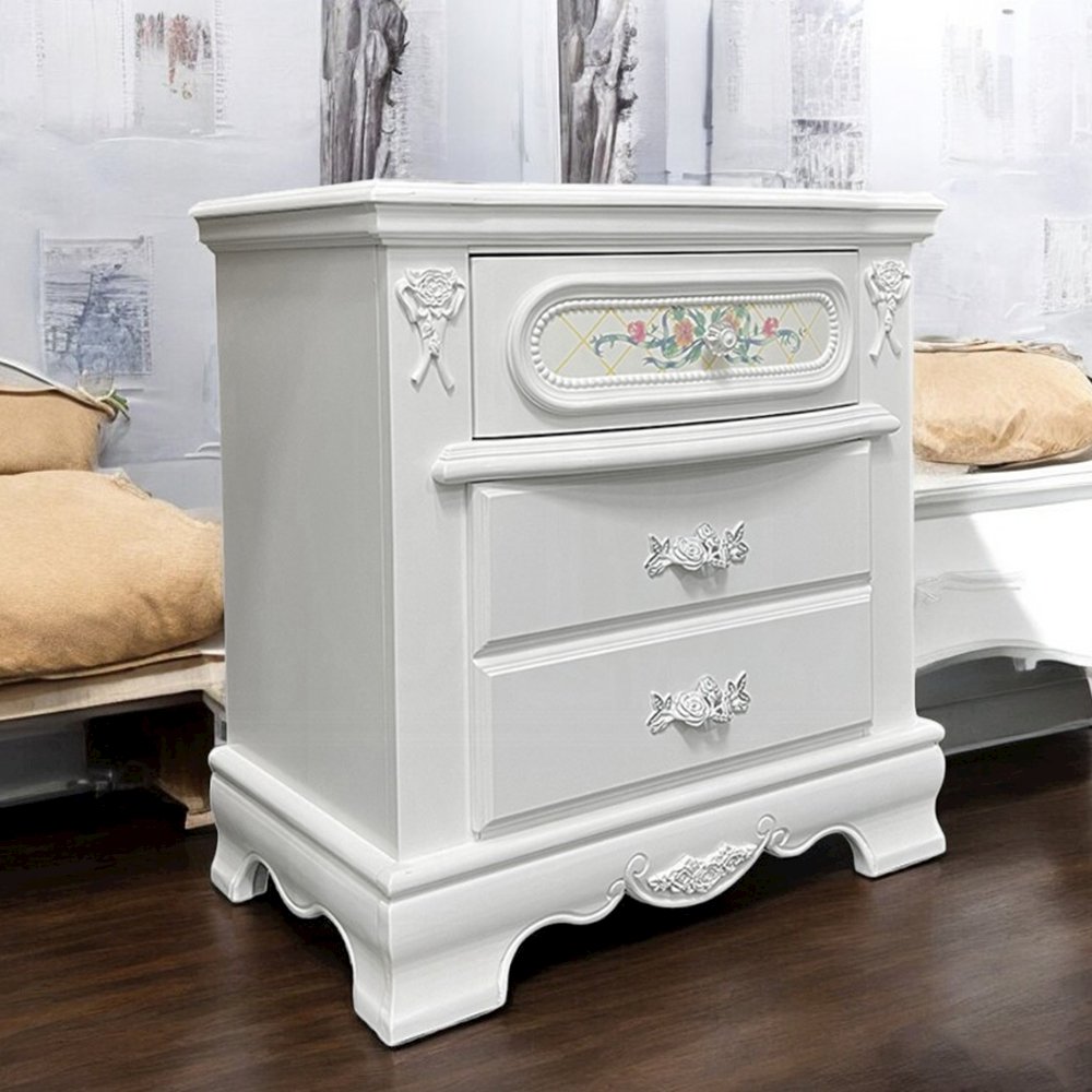 2-Drawer Wooden Nightstand in White