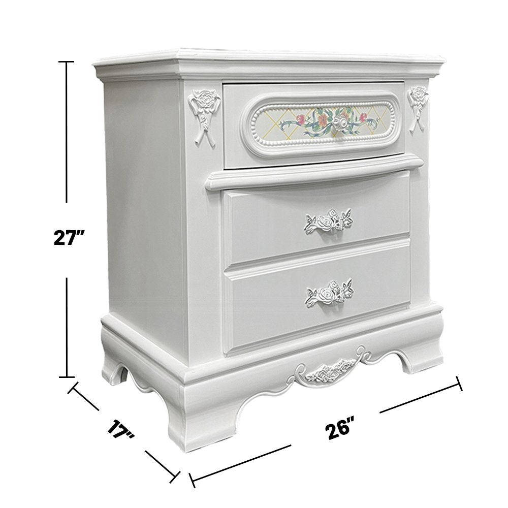 2-Drawer Wooden Nightstand in White
