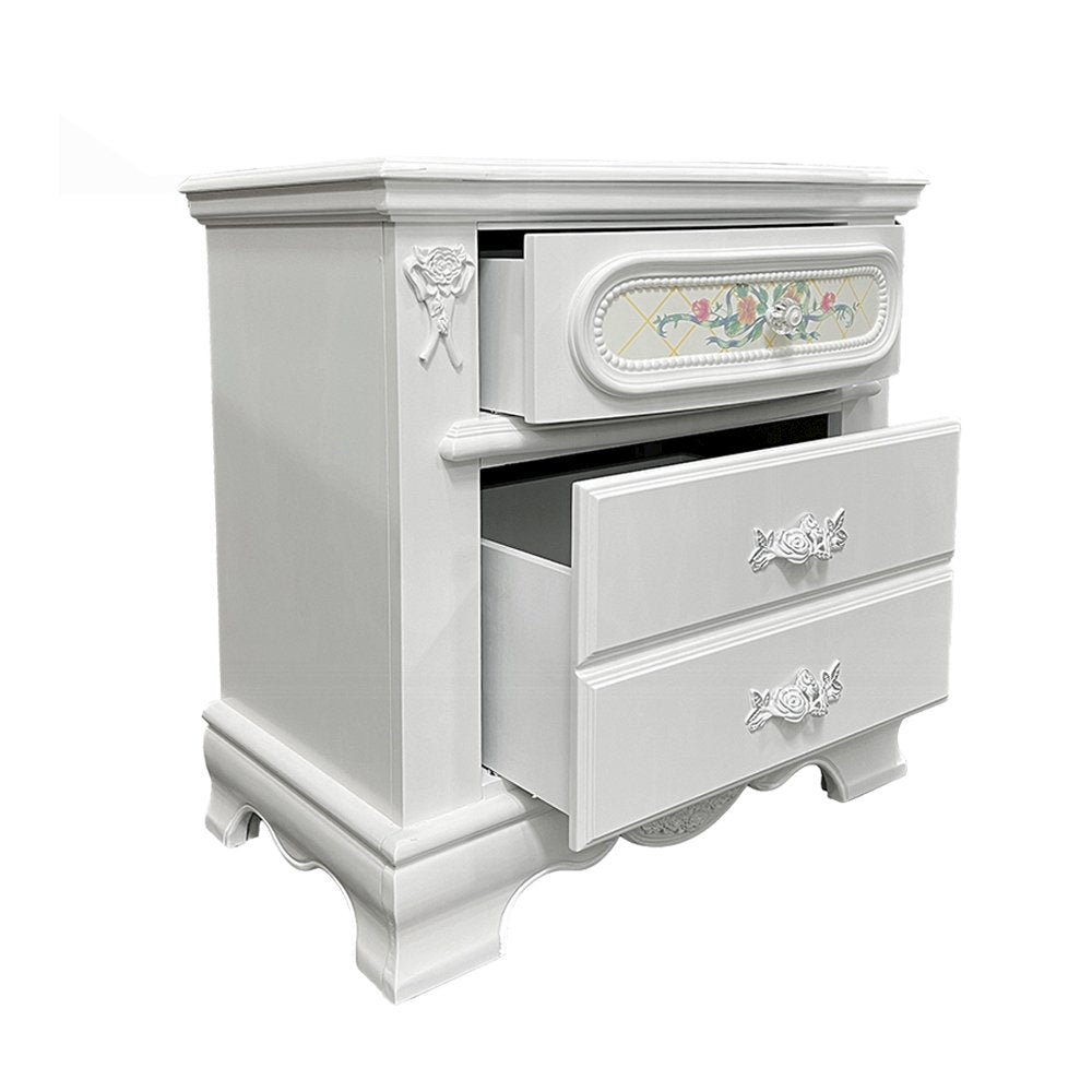 2-Drawer Wooden Nightstand in White