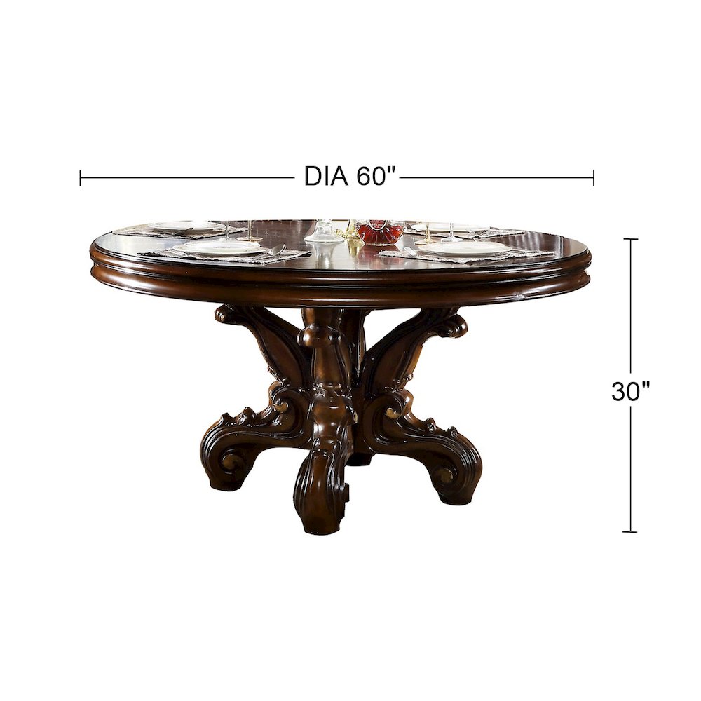 Round Wood Dining Table with Pedestal Base in Cherry