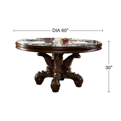 Round Wood Dining Table with Pedestal Base in Cherry