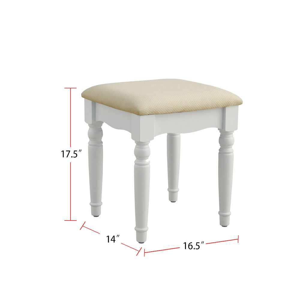 Wood Vanity Set with Stool in White