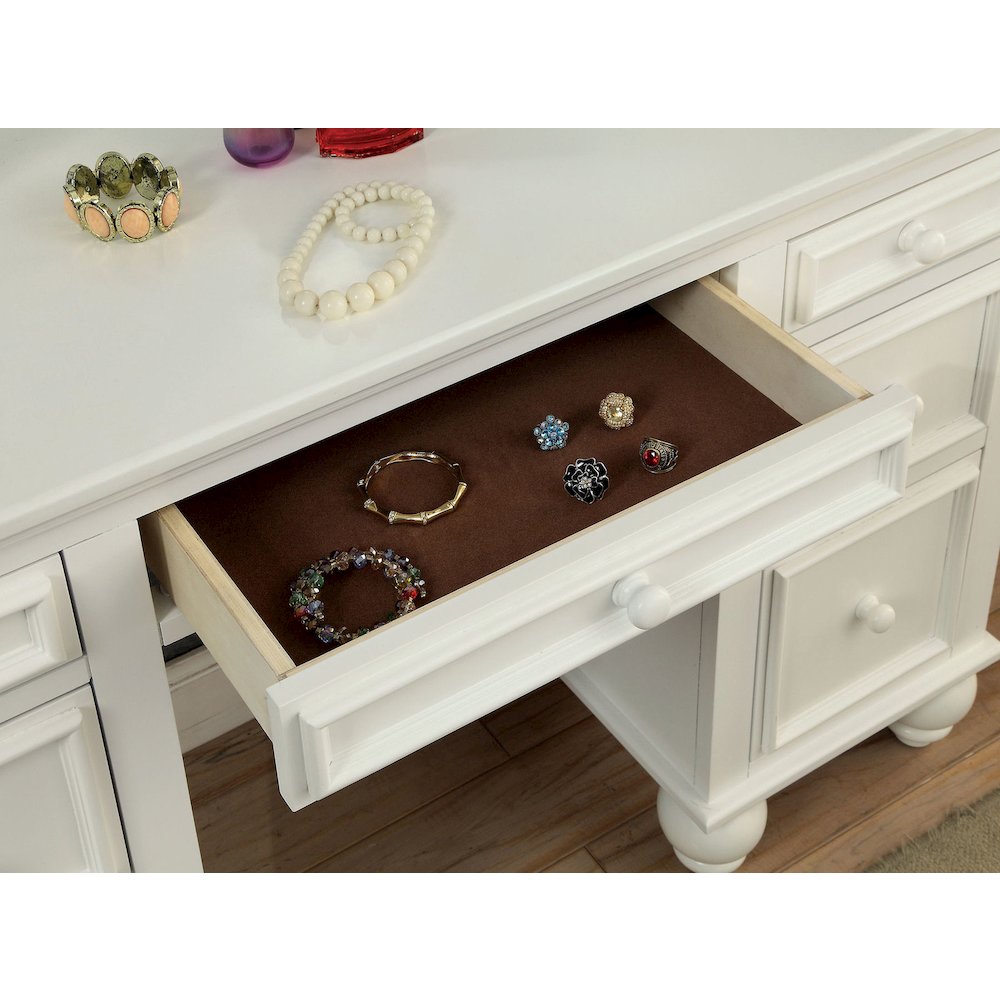 Wood Vanity Set with Stool in White