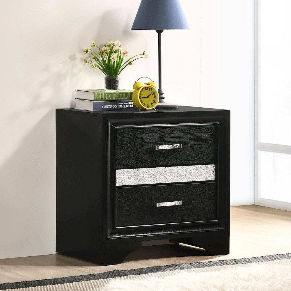3-Drawer Nightstand with Hidden Drawer in Black