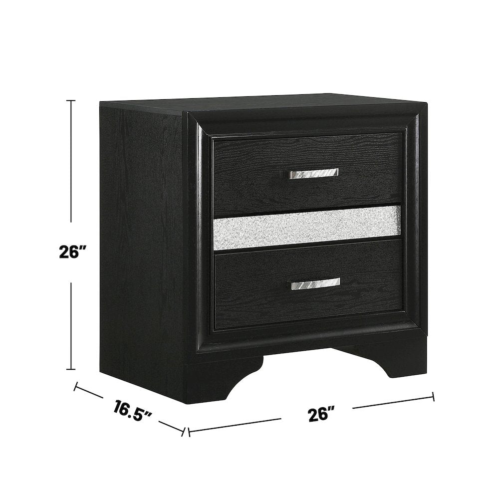 3-Drawer Nightstand with Hidden Drawer in Black
