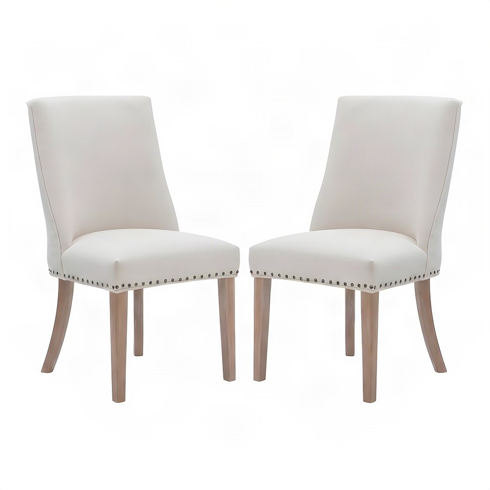Linen-Weave Upholstered Dining Chair with Barrel Back, Set of 2, Natural