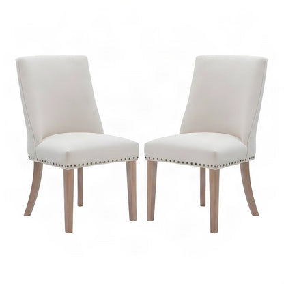 Linen-Weave Upholstered Dining Chair with Barrel Back, Set of 2, Natural