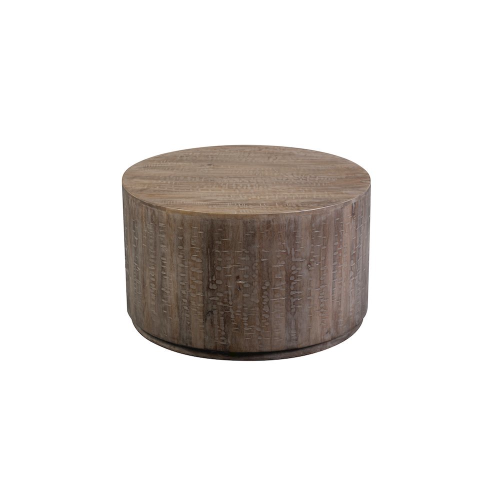 Porter Designs Drum Gray Wash Mango Wood Coffee Table, Gray